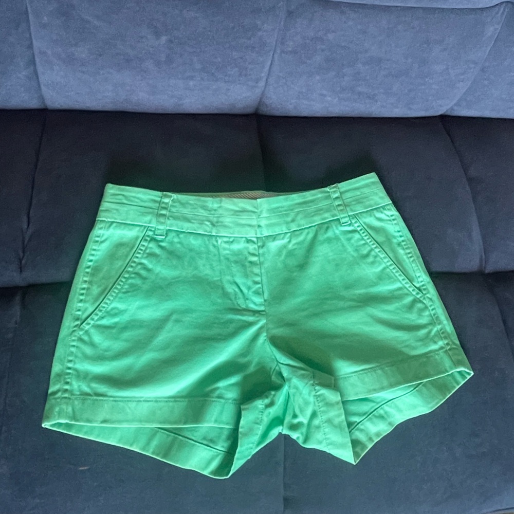 Green J. Crew 3” Chino Shorts